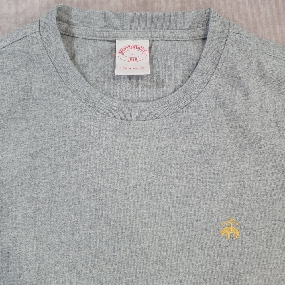 Brooks Brothers Mens Large Gray Short Sleeve Golden Fleece Logo T-Shirt